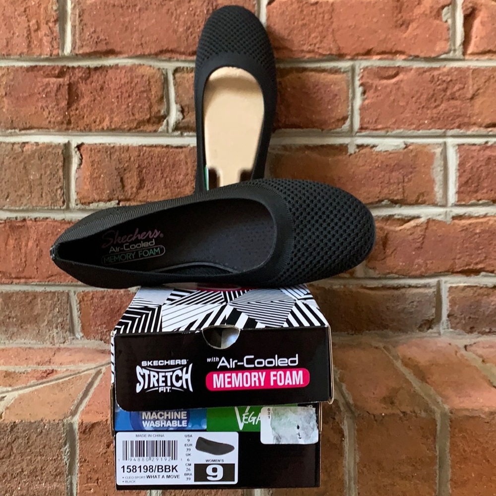 Skechers With Air Cooled Memory Foam Black Flats